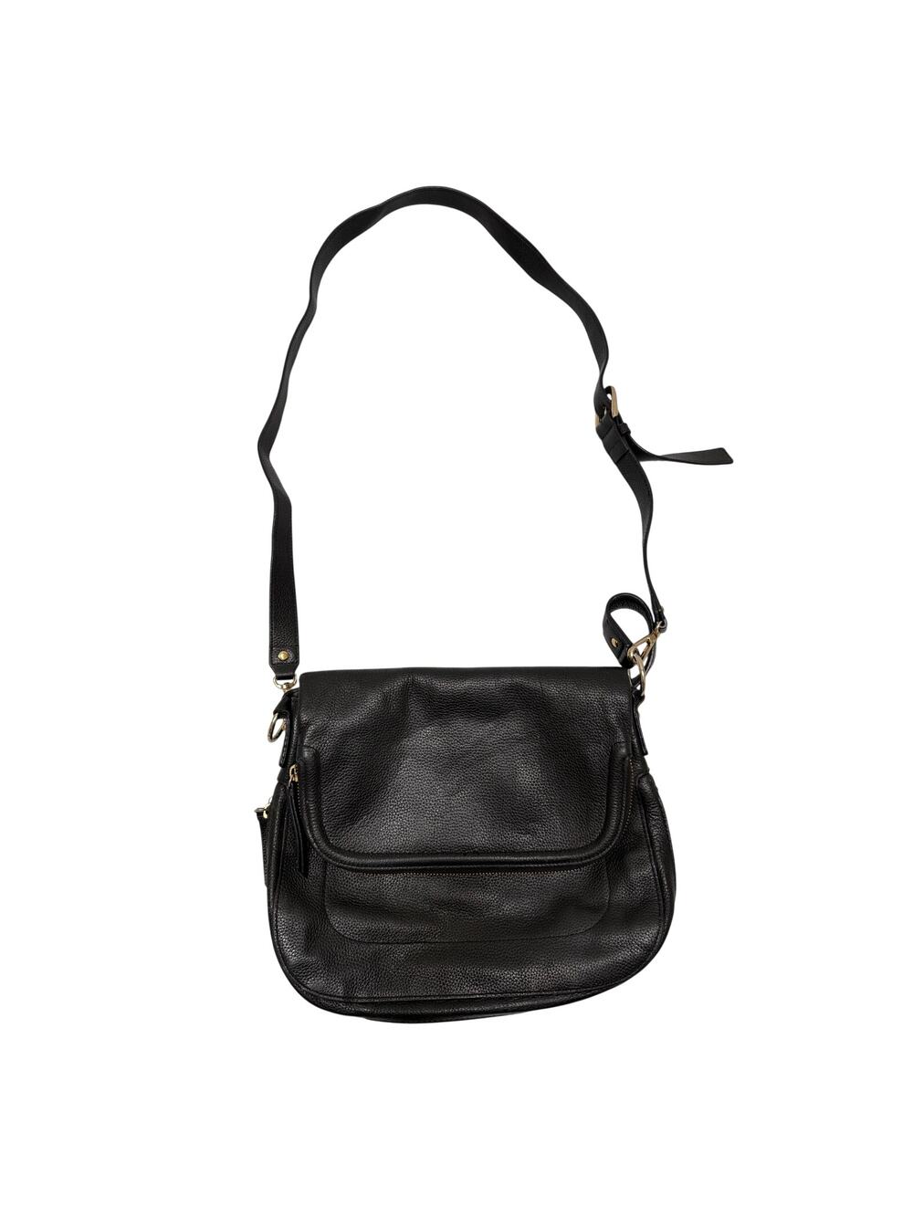Nordstrom Pebbled Leather Satchel Crossbody Bag Black
